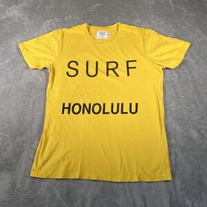 Salvage Public Honolulu Shirt Mens Medium Yellow SURF Honolulu Graphic Made USA